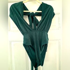 Glitter body suit - adjustable to tie as cap sleeves or halter straps!